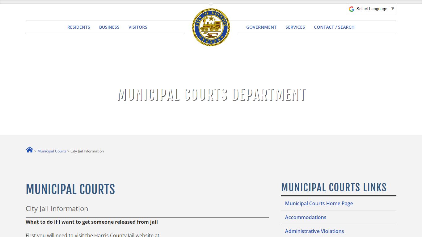 City Jail Information - Houston